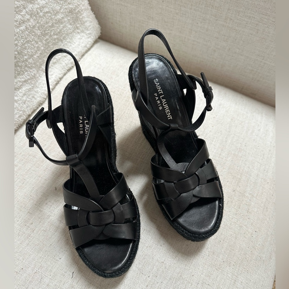Saint Laurent Black Tribute Espadrille
Wedge Size 39 / US 9 Like New - Picture 3 of 8